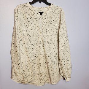 Ann Taylor Factory blouse - white/black dots XL
